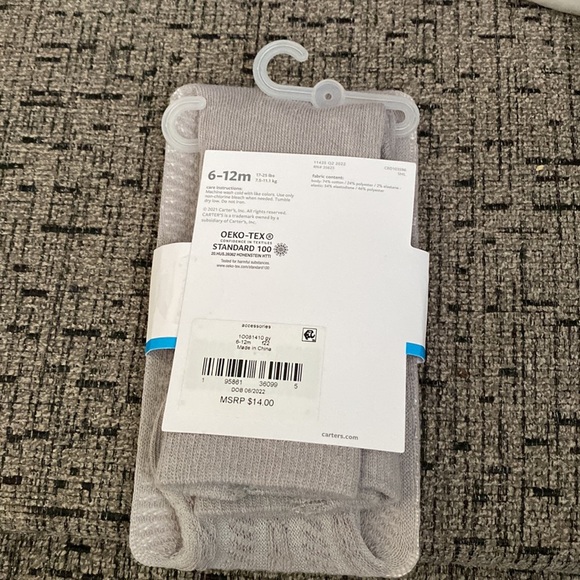 Carter’s Baby Girl Gray Tights 6-12 Months - Picture 2 of 3